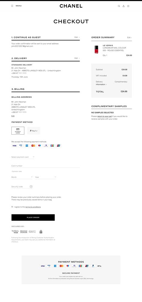 chanel payment options|chanel my account.